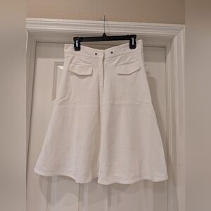 Vintage Ula Johnson A-Line Cotton White Midi Skirt Size 4